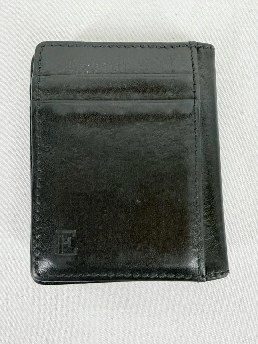 WILL Black Leather Slim Credit Card Wallet